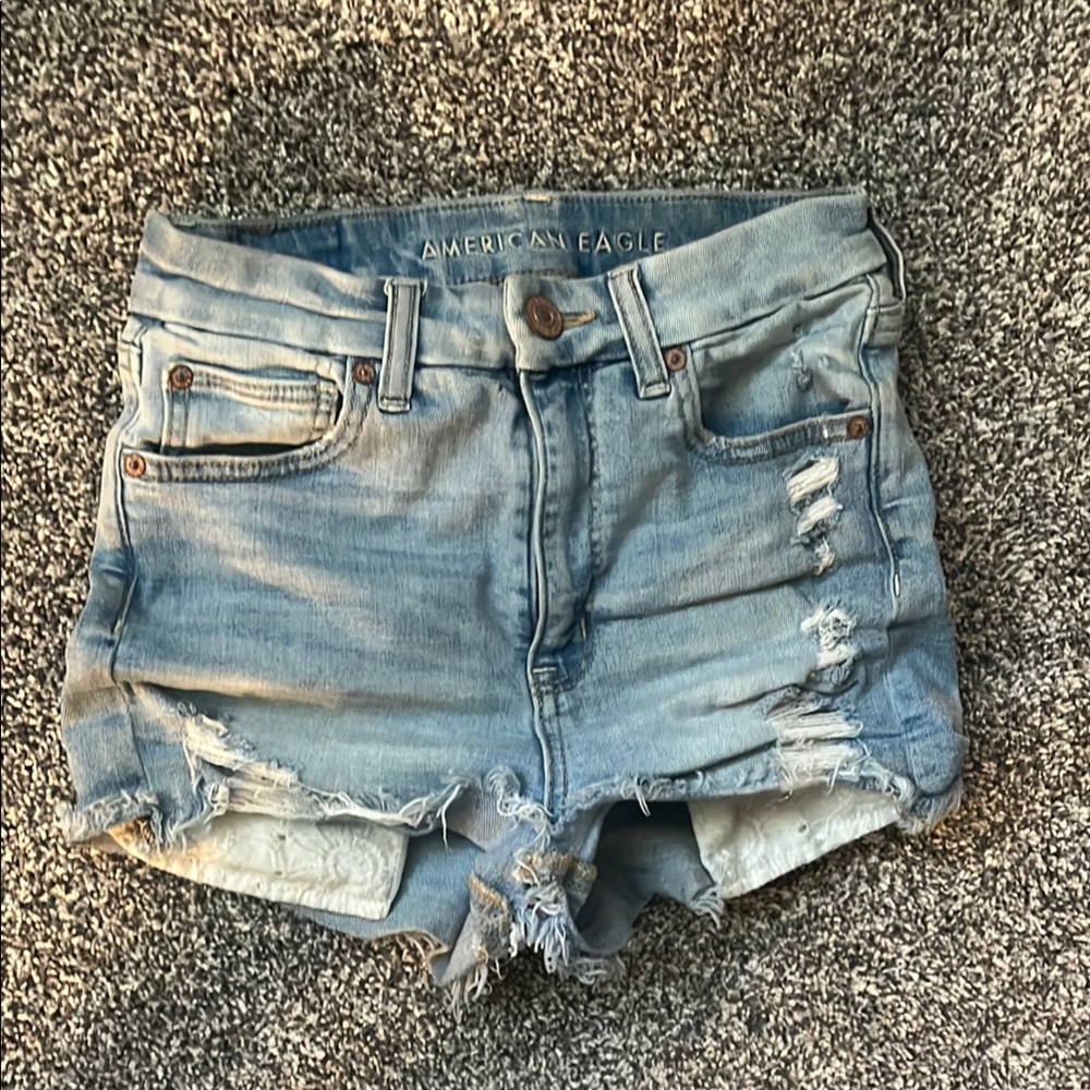 American Eagle Outfitters Blue Jean Shorts Distressed Cut-Off